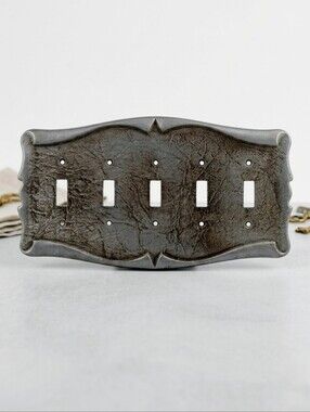 Vintage Amerock Carriage House 5 Gang Toggle Switch Plate Cover Cast Metal